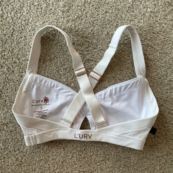 L’urv white sports bra bralette sweetheart cutout front adjustable strap small - Picture 3 of 4